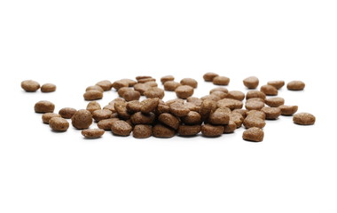 Naklejka premium Dry dog food, isolated on white background