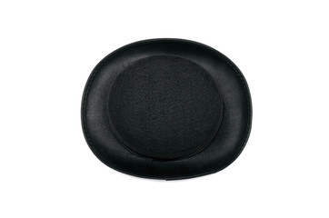 Black bowler hat isolated on white background.