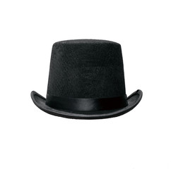 Black bowler hat isolated on white background.