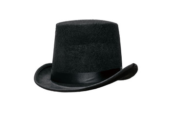 Black bowler hat isolated on white background.