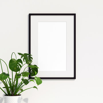Frame and Poster Mockup with Plants Decoration