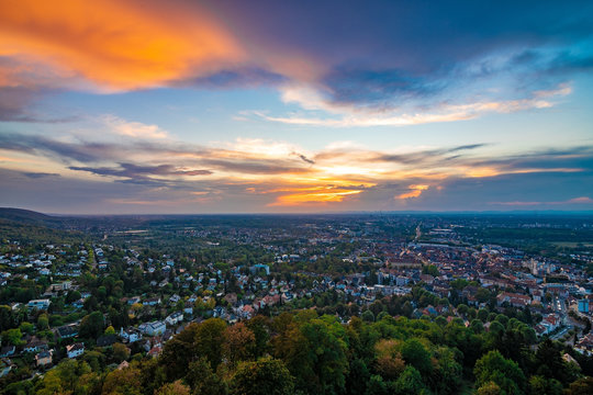 Stormy Weather over Karlsruhe, photographed from Turmberg, Durlach, Germany, 2018.