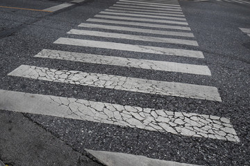 Cracked pedestrian crossing