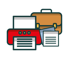 portfolio briefcase with documents and printer