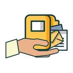 hand with folder and envelope