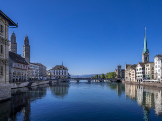 Fototapeta na wymiar View of Zurich at a sunny day, Switzerland