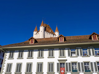 Old Town in Thun and Castle Thun, Bernese Oberland, Canton of Bern, Switzerland