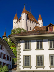 Old Town in Thun and Castle Thun, Bernese Oberland, Canton of Bern, Switzerland