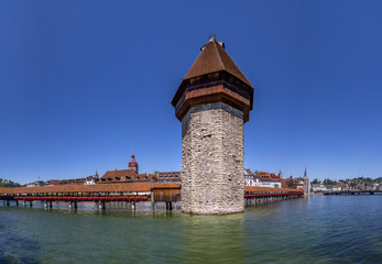 Chapel Bridge and Water Tower in Lucerne, Switzerland