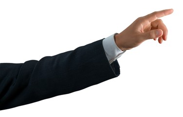 Businessman Finger Pressing an Imaginary Button / Pointing