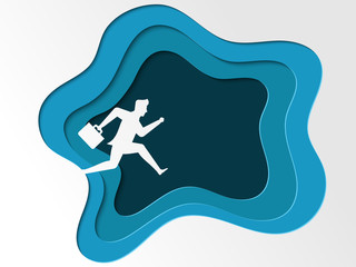 business concept people jump holding bag paper clip illustration