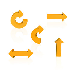 Set of arrows. Threedimensional. Orange color Vector illustration