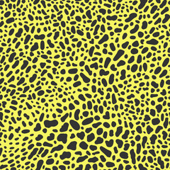 Hand drawn abstract seamless pattern. Pop art fashion yellow festival abstract background in memphis style. Animal print