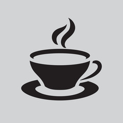 Coffee cup and saucer icon. Hot tea drink symbol for Cafe or Restaurant. Vector illustration