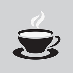 Coffee cup and saucer icon. Hot tea drink symbol for Cafe or Restaurant. Vector illustration