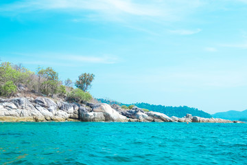 Fototapeta premium Beautiful island in summer time concept. Travel, holiday and vacation. Tropical paradise beach nature landscape in Thailand