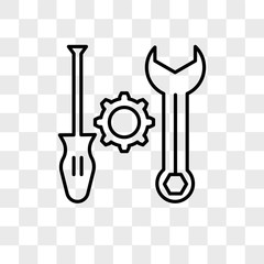 Tools vector icon isolated on transparent background, Tools logo design