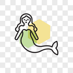 Mermaid vector icon isolated on transparent background, Mermaid logo design