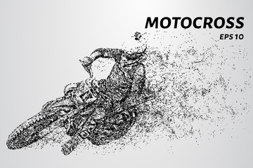 Naklejka na ściany i meble Motocross consists of circles and dots. Sports illustration in point style.
