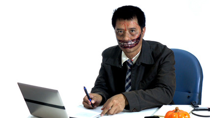 Contract business with devil in halloween festival