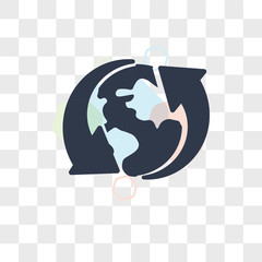 Global recycling vector icon isolated on transparent background, Global recycling logo design