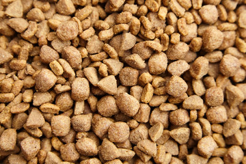 dry crisp pet food as background