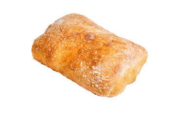 traditional italian wheat bread ciabatta cooked with olive oil. Isolated on white background