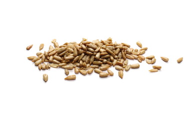 Salted sunflower seeds, core isolated on white background