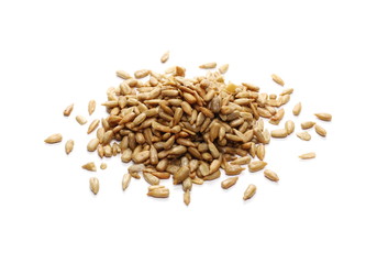 Salted sunflower seeds, core isolated on white background