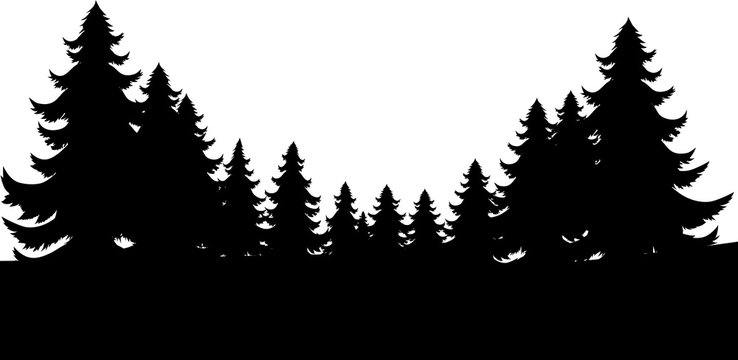 A silhouette Christmas evergreen trees footer background