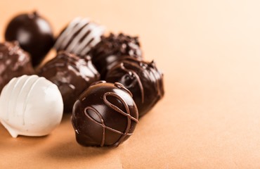 Assorted Dark, Milk and White Chocolate Candies / Pralines