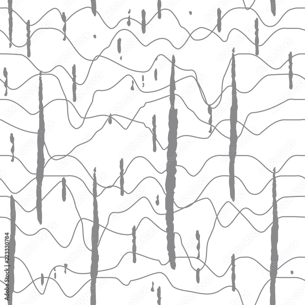 Poster Abstract wavy line pattern, seamless vector geometric background.