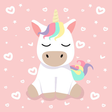 Cute cartoon nice unicorn Vector