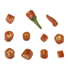 Chopped Red chili pepper isolated on a white background Clipping Path