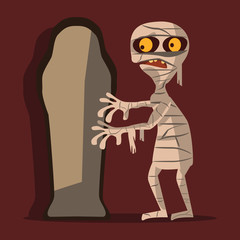 mummy and coffin vector illustration 