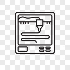 3d printer vector icon isolated on transparent background, 3d printer logo design