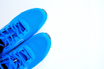 blue running shoes for men on a white background
