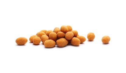 Spicy hot peanuts pile isolated on white background