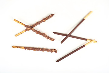 Fototapeta na wymiar chocolate biscuit stick isolated on white background.