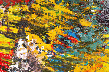 Artists oil paints multicolored closeup abstract background