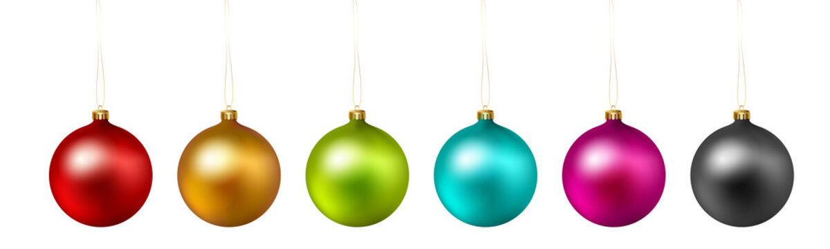 Set of color Christmas ball on white background. Vector .