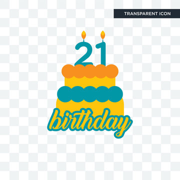 21 birthday vector icon isolated on transparent background, 21 birthday logo design