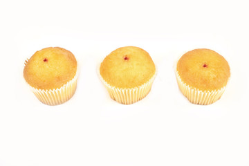 tasty muffin cakes, isolated on white background.