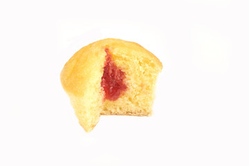 Two parts of muffins,close-up. Isolated on white background.