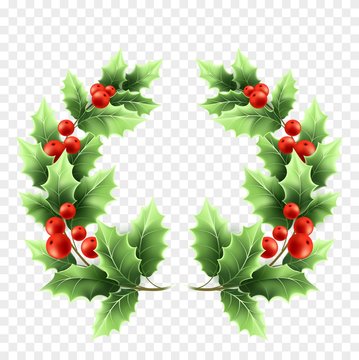 Christmas holly wreath realistic illustration