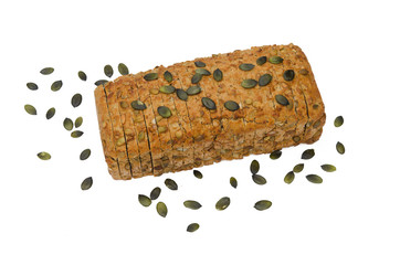 Ganzes Kürbiskernbrot aufgeschnitten