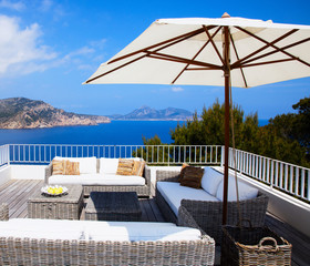 Luxury villa with swimming pool. Modern villa with pool.