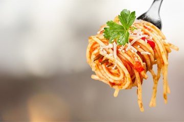 Fork with just spaghetti around - obrazy, fototapety, plakaty