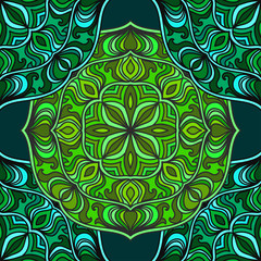 Abstract seamless background of bright ornate elements. Decorative pattern.