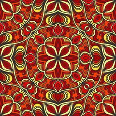 Abstract seamless background of bright ornate elements. Decorative pattern.